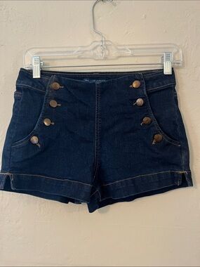 Blue Spice Navy Sailor Button Denim Shorts